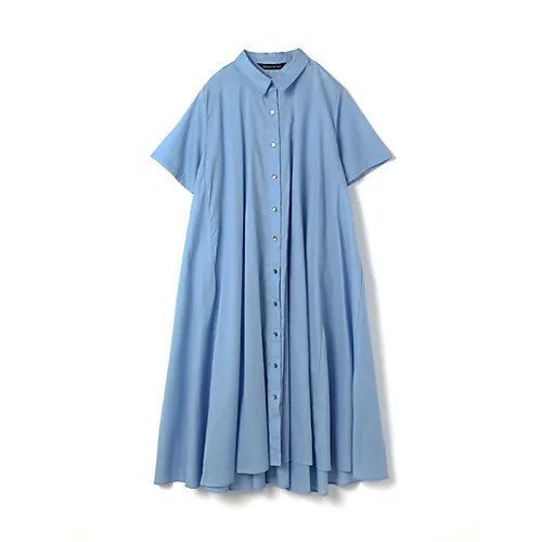 【ミズイロ インド/mizuiro ind】のハーフスリーブフレアシャツワンピース インテリア・キッズ・メンズ・レディースファッション・服の通販 founy(ファニー) 　ファッション　Fashion　レディースファッション　Fashion for Women　ワンピース　Dresses　シャツワンピース / 1枚で着映えコーデ　Shirt Dresses　フレア　Flare, Flared　ボトム　Bottoms, Lower Wear　レギュラー　Regular, Standard Fit　エレガント 上品　Elegant　ブル─A|ID: prp329100004541289 ipo3291000000032706432