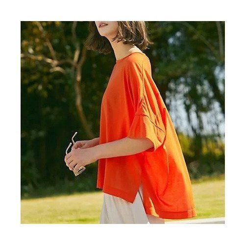 【ジュリエ/Julier】のロイヤルクロス天竺半袖トップス 人気、トレンドファッション・服の通販 founy(ファニー) 　ファッション　Fashion　レディースファッション　WOMEN　トップス・カットソー　Tops/Tshirt　オレンジ　Orange　ギャザー　Gather　コレクション　Collection　切替　Switching　半袖　Short Sleeve　無地　Plain Color　ヨガ　Yoga　ランニング　Running　リラックス　Relax　レギンス　Leggings　エレガント 上品　Elegant　other-3|ID: prp329100004541315 ipo3291000000032086009