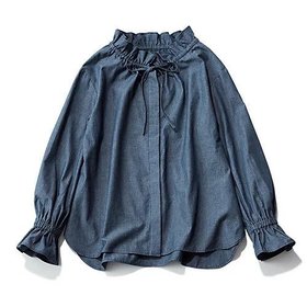 【トゥエルブクローゼット/12closet】 【福田麻琴さんコラボ】【洗える】 ダンガリーフリルギャザーブラウス人気、トレンドファッション・服の通販 founy(ファニー) ファッションモデル・俳優・女優 Models 女性 Women 福田麻琴 Fukuda Makoto ファッション Fashion レディースファッション WOMEN トップス・カットソー Tops/Tshirt シャツ/ブラウス Shirts/Blouses コラボ Collaboration 洗える Washable |ID:prp329100004542707