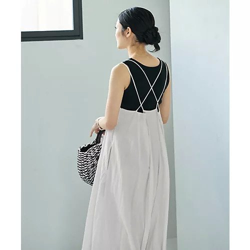 【スタイルデリ/STYLE DELI】の【LUXE】クロスキャミバルーンワンピース 人気、トレンドファッション・服の通販 founy(ファニー) 　ファッション　Fashion　レディースファッション　WOMEN　ワンピース　Dress　カットソー　Cut And Sew　軽量　Lightweight　スリット　Slit　タンク　Tank　タートル　Turtle　チューブ　Tube　長袖　Long Sleeve　バルーン　Balloon　ポケット　Pocket　半袖　Short Sleeve　ラップ　Wrap　リゾート　Resort　ループ　Loop　冬　Winter　夏　Summer　other-3|ID: prp329100004546629 ipo3291000000032124861