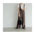 【スタイルデリ/STYLE DELI】の綾織り裾スリットサロペット セピアミックス|ID:prp329100004546635