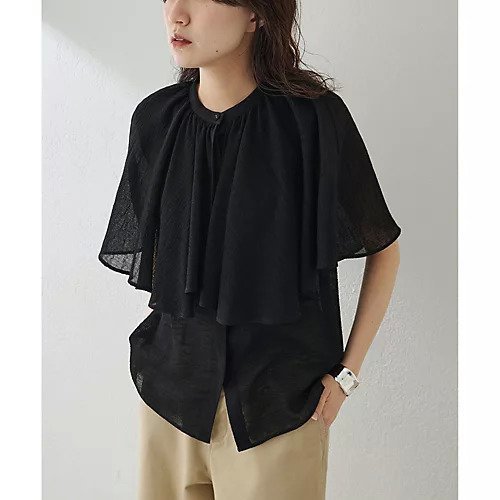 【ウィムガゼット/Whim Gazette】のケープブラウス インテリア・キッズ・メンズ・レディースファッション・服の通販 founy(ファニー) 　ファッション　Fashion　レディースファッション　WOMEN　トップス・カットソー　Tops/Tshirt　シャツ/ブラウス　Shirts/Blouses　2025年　2025　2025春夏・S/S　Ss,Spring/Summer,2025　エアリー　Airy　エレガント 上品　Elegant　ボトム　Bottom　ブラック|ID: prp329100004547707 ipo3291000000032137746