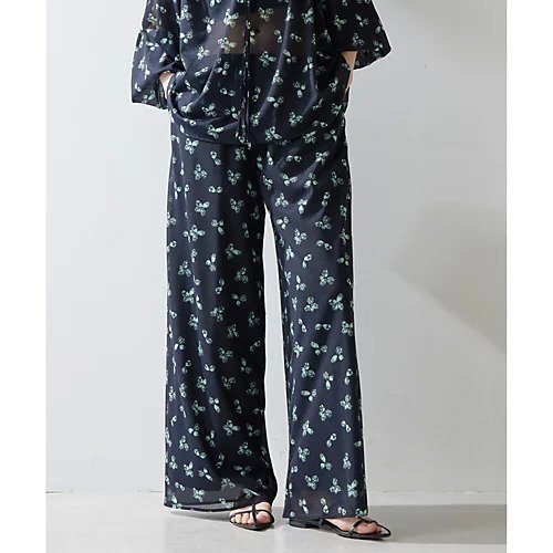 【ウィムガゼット/Whim Gazette】のシアーフラワーパンツ インテリア・キッズ・メンズ・レディースファッション・服の通販 founy(ファニー) 　ファッション　Fashion　レディースファッション　WOMEN　パンツ　Pants　2025年　2025　2025春夏・S/S　Ss,Spring/Summer,2025　おすすめ　Recommend　シアー　Sheer　シフォン　Chiffon　シンプル　Simple　ストレッチ　Stretch　セットアップ　Set Up　ワイド　Wide　ヴィンテージ　Vintage　エレガント 上品　Elegant　ネイビー|ID: prp329100004547736 ipo3291000000032137932
