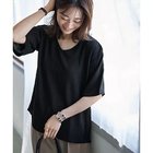 【スタイルデリ/STYLE DELI】の微シアー楊柳VネックTシャツ型ブラウス ブラック|ID:prp329100004547796