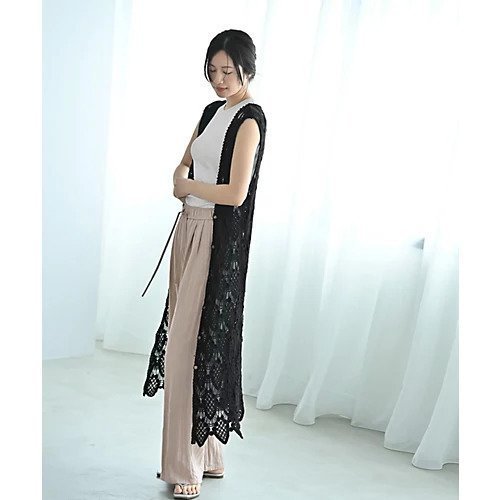 【スタイルデリ/STYLE DELI】の【BLK001】鍵編み透かしベストワンピース 人気、トレンドファッション・服の通販 founy(ファニー) 　ファッション　Fashion　レディースファッション　WOMEN　アウター　Coat Outerwear　カーディガン　Cardigan　シンプル　Simple　スカラップ　Scalloped　スリット　Slit　透かし　Watermark　定番　Standard　ノースリーブ　No Sleeve　バランス　Balance　フィット　Fit　ベスト　Vest　ボックス　Box　ミモレ　Mimore　レース　Race　ロング　Long　おすすめ　Recommend　夏　Summer　旅行　Travel　other-2|ID: prp329100004549141 ipo3291000000032150922