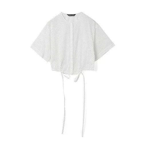 【ミズイロ インド/mizuiro ind】のドットドローストリングシャツ インテリア・キッズ・メンズ・レディースファッション・服の通販 founy(ファニー) 　ファッション　Fashion　レディースファッション　Fashion for Women　トップス・カットソー　Cut & Sew Tops　シャツ・ブラウス・オフィスカジュアル　Elegant Blouses & Button-Ups　ショート　Short, Short Length　シンプル　Simple, Minimal　ドット　Polka Dot, Dot Pattern　フロント　Front, Front Design　オフホワイト|ID: prp329100004550989 ipo3291000000032272898