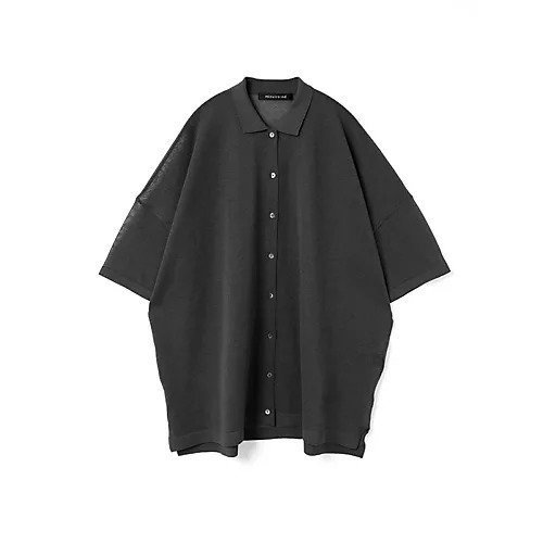 【ミズイロ インド/mizuiro ind】のワイドニットシャツ インテリア・キッズ・メンズ・レディースファッション・服の通販 founy(ファニー) 　ファッション　Fashion　レディースファッション　WOMEN　トップス・カットソー　Tops/Tshirt　ニット　Knit Tops　シャツ/ブラウス　Shirts/Blouses　シアー　Sheer　ボトム　Bottom　ポロシャツ　Polo Shirt　夏　Summer　洗える　Washable　ブラック|ID: prp329100004551024 ipo3291000000032164488