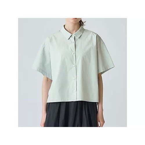 【ミディウミ/MidiUmi】のハーフスリーブパターンショートシャツ インテリア・キッズ・メンズ・レディースファッション・服の通販 founy(ファニー) 　ファッション　Fashion　レディースファッション　Fashion for Women　トップス・カットソー　Cut & Sew Tops　シャツ・ブラウス・オフィスカジュアル　Elegant Blouses & Button-Ups　コンパクト　Compact, Small Size　スリーブ　Sleeve, Long Sleeve / Short Sleeve　タイプライター　Typewriter Fabric, Crisp Cotton　ハーフ　Half, Half-Length　ボックス　Boxy, Box Shape　夏　Summer　無地　Plain, Solid Color　グリーン|ID: prp329100004551028 ipo3291000000032164513