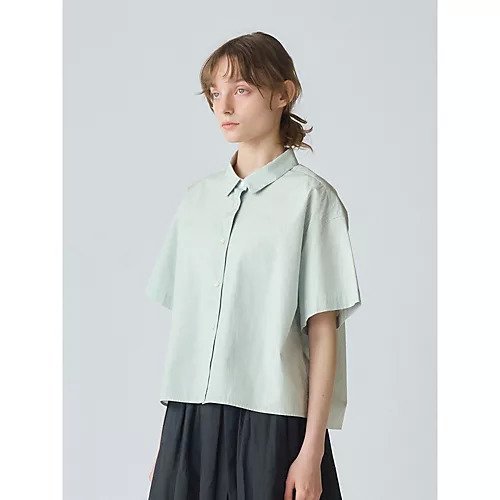 【ミディウミ/MidiUmi】のハーフスリーブパターンショートシャツ 人気、トレンドファッション・服の通販 founy(ファニー) 　ファッション　Fashion　レディースファッション　Fashion for Women　トップス・カットソー　Cut & Sew Tops　シャツ・ブラウス・オフィスカジュアル　Elegant Blouses & Button-Ups　コンパクト　Compact, Small Size　スリーブ　Sleeve, Long Sleeve / Short Sleeve　タイプライター　Typewriter Fabric, Crisp Cotton　ハーフ　Half, Half-Length　ボックス　Boxy, Box Shape　夏　Summer　無地　Plain, Solid Color　other-3|ID: prp329100004551028 ipo3291000000032164521