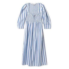 【ガニー/GANNI】のStripe Cotton Open-neck Smock Long Dress 人気、トレンドファッション・服の通販 founy(ファニー) ファッション Fashion レディースファッション Fashion for Women ワンピース Dresses フォーマル・パーティードレス・結婚式用ドレス Elegant & Casual Dresses 2024年 2024 2024春夏・S/S Spring/Summer 2024 SS24 スクエア Square, Square Shape ストライプ Stripe, Striped Pattern スモック Smock, Smock Dress ドレス Dress, One-Piece プリーツ Pleats, Pleated 洗える Machine Washable |ID:prp329100004551131