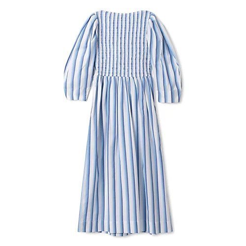 【ガニー/GANNI】のStripe Cotton Open-neck Smock Long Dress 人気、トレンドファッション・服の通販 founy(ファニー) 　ファッション　Fashion　レディースファッション　Fashion for Women　ワンピース　Dresses　フォーマル・パーティードレス・結婚式用ドレス　Elegant & Casual Dresses　2024年　2024　2024春夏・S/S　Spring/Summer 2024 SS24　スクエア　Square, Square Shape　ストライプ　Stripe, Striped Pattern　スモック　Smock, Smock Dress　ドレス　Dress, One-Piece　プリーツ　Pleats, Pleated　洗える　Machine Washable　other-2|ID: prp329100004551131 ipo3291000000033328749