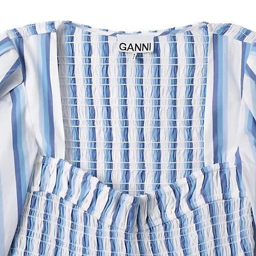 【ガニー/GANNI】のStripe Cotton Open-neck Smock Long Dress 人気、トレンドファッション・服の通販 founy(ファニー) 　ファッション　Fashion　レディースファッション　Fashion for Women　ワンピース　Dresses　フォーマル・パーティードレス・結婚式用ドレス　Elegant & Casual Dresses　2024年　2024　2024春夏・S/S　Spring/Summer 2024 SS24　スクエア　Square, Square Shape　ストライプ　Stripe, Striped Pattern　スモック　Smock, Smock Dress　ドレス　Dress, One-Piece　プリーツ　Pleats, Pleated　洗える　Machine Washable　other-3|ID: prp329100004551131 ipo3291000000033328750