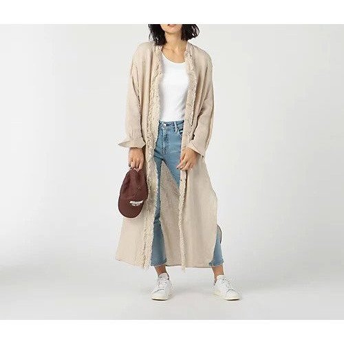 【カバナ/Cabana】の【HPS別注&復刻】リネンフリルシャツワンピース インテリア・キッズ・メンズ・レディースファッション・服の通販 founy(ファニー) 　ファッション　Fashion　レディースファッション　WOMEN　ワンピース　Dress　シャツワンピース　Shirt Dresses　スリット　Slit　ポケット　Pocket　別注　Special Order　ベージュ|ID: prp329100004551157 ipo3291000000032167075