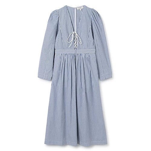 【シー ニューヨーク/Sea NEW YORK】のAXELLE STRIPE SHIRTING L/S DRESS (D1) インテリア・キッズ・メンズ・レディースファッション・服の通販 founy(ファニー) https://founy.com/ ファッション Fashion レディースファッション Fashion for Women トップス・カットソー Cut & Sew Tops シャツ・ブラウス・オフィスカジュアル Elegant Blouses & Button-Ups ワンピース Dresses フォーマル・パーティードレス・結婚式用ドレス Elegant & Casual Dresses 2023年 2023 2023-2024秋冬・A/W Autumn/Winter 2023–24 AW23–24 ストライプ Stripe, Striped Pattern フェミニン Feminine, Girly レース Lace, Lace Fabric ロング Long, Long-Length |ID: prp329100004551169 ipo3291000000033513293