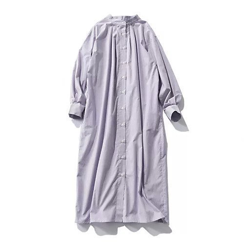 【スアデオ/suadeo】のバンドカラーシャツワンピース インテリア・キッズ・メンズ・レディースファッション・服の通販 founy(ファニー) 　ファッション　Fashion　レディースファッション　WOMEN　ワンピース　Dress　シャツワンピース　Shirt Dresses　ストライプ　Stripe　バランス　Balance　ポケット　Pocket　洗える　Washable　羽織　Haori　パープル|ID: prp329100004551171 ipo3291000000032167177