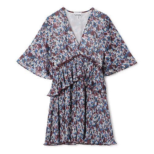 【ガニー/GANNI】のPleated Georgette V-neck Flounce Mini Dress インテリア・キッズ・メンズ・レディースファッション・服の通販 founy(ファニー) https://founy.com/ ファッション Fashion レディースファッション Fashion for Women トップス・カットソー Cut & Sew Tops Vネックトップス V-Neck Tops / V-Cut Neckline Shirts ワンピース Dresses フォーマル・パーティードレス・結婚式用ドレス Elegant & Casual Dresses 2024年 2024 2024春夏・S/S Spring/Summer 2024 SS24 チュニック Tunic, Long Top ティアード Tiered, Tiered Style トレンド Trend, Trending Now ドレス Dress, One-Piece プリーツ Pleats, Pleated マキシ Maxi, Full Length 洗える Machine Washable |ID: prp329100004551176 ipo3291000000033513495
