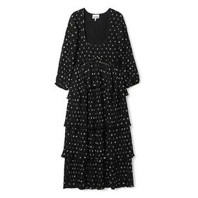 【ガニー/GANNI】のPleated Georgette Flounce Smock Midi Dress 人気、トレンドファッション・服の通販 founy(ファニー) ファッション Fashion レディースファッション WOMEN ワンピース Dress ドレス Party Dresses 2024年 2024 2024春夏・S/S Ss,Spring/Summer,2024 クラシカル Classical スモック Smock ティアード Tiered ドレス Dress バランス Balance プリーツ Pleats モチーフ Motif 洗える Washable |ID:prp329100004551178