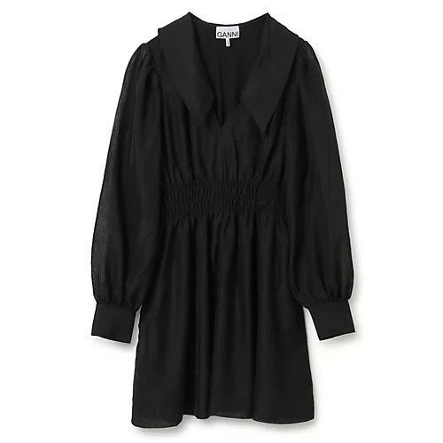 【ガニー/GANNI】のCrinkled Georgette Collar Smock Mini Dress インテリア・キッズ・メンズ・レディースファッション・服の通販 founy(ファニー) https://founy.com/ ファッション Fashion レディースファッション WOMEN ワンピース Dress ドレス Party Dresses 2022年 2022 2022-2023秋冬・A/W Aw/Autumn/Winter//Fw/Fall-Winter/2022-2023 シャーリング Shirring シンプル Simple スリーブ Sleeve ドレス Dress 洗える Washable |ID: prp329100004551222 ipo3291000000032355580