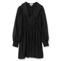 【ガニー/GANNI】のCrinkled Georgette Collar Smock Mini Dress 人気、トレンドファッション・服の通販 founy(ファニー) ファッション Fashion レディースファッション Fashion for Women ワンピース Dresses フォーマル・パーティードレス・結婚式用ドレス Elegant & Casual Dresses 2022年 2022 2022-2023秋冬・A/W Autumn/Winter 2022–23 AW22–23 シャーリング Shirring, Ruched シンプル Simple, Minimal スリーブ Sleeve, Long Sleeve / Short Sleeve ドレス Dress, One-Piece 洗える Machine Washable |ID:prp329100004551222
