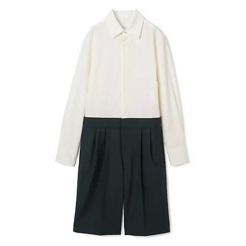 【オーバーコート/OVERCOAT】のTAILORED JUMPSUIT WITH SHIRT COLLAR インテリア・キッズ・メンズ・レディースファッション・服の通販 founy(ファニー) 　ファッション　Fashion　レディースファッション　Fashion for Women　トップス・カットソー　Cut & Sew Tops　シャツ・ブラウス・オフィスカジュアル　Elegant Blouses & Button-Ups　2023年　2023　2023春夏・S/S　Spring/Summer 2023 SS23　ギャザー　Gathered, Ruffled　ショート　Short, Short Length　スーツ　Suit, Formalwear　ドッキング　Docking, Mixed Material　ビジネス 仕事 通勤　Business / Work / Commuting　リラックス　Relax, Relaxed Fit　定番　Standard, Basic Item　楽ちん　Easy Fit, Comfortable　IVORY X CHARCOAL GREEN|ID: prp329100004551296 ipo3291000000033513651