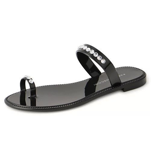 【ファビオ ルスコーニ/FABIO RUSCONI】の親指ビジューサンダル インテリア・キッズ・メンズ・レディースファッション・服の通販 founy(ファニー) 　ファッション　Fashion　レディースファッション　Fashion for Women　クリスタル　Crystal, Swarovski　ビジュー　Bijou, Jewel-like Accent　フラット　Flat, Flat Shoes　ブラック|ID: prp329100004551480 ipo3291000000034898940