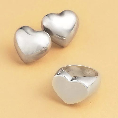 【ニナ エ ジュール/NINA & JULES】のChubby Heart Ring 人気、トレンドファッション・服の通販 founy(ファニー) 　ファッション　Fashion　レディースファッション　Ladies' Fashion Online　シルバー　Silver　シンプル　Simple　ハンド　Hand　フラット　Flat　モチーフ　Motif　軽量　Lightweight　other-2|ID: prp329100004551952 ipo3291000000032637898