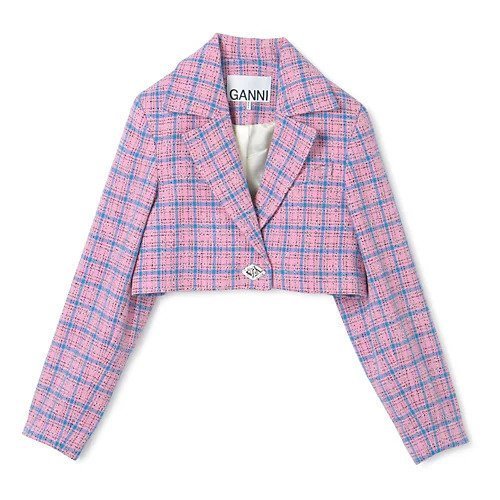 【ガニー/GANNI】のCheck Suiting Cropped Blazer 人気、トレンドファッション・服の通販 founy(ファニー) 　ファッション　Fashion　レディースファッション　Fashion for Women　2023年　2023　2023-2024秋冬・A/W　Autumn/Winter 2023–24 AW23–24　エレガント 上品　Elegant　クロップド　Cropped, Short Length　ジャケット　Jacket, Outerwear　チェック　Check, Plaid, Tartan　ドレス　Dress, One-Piece　バランス　Balance, Style Balance　メタル　Metal, Metal Parts　 other-1|ID: prp329100004552090 ipo3291000000033061518