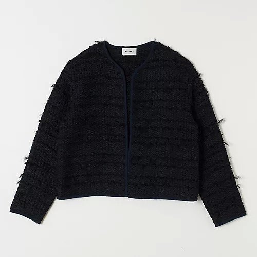 【アダワス/ADAWAS】のFRENGE TWEED JACKET インテリア・キッズ・メンズ・レディースファッション・服の通販 founy(ファニー) 　ファッション　Fashion　レディースファッション　WOMEN　アウター　Coat Outerwear　ジャケット　Jackets　エレガント 上品　Elegant　ショート　Short　フリンジ　Fringe　別注　Special Order　【HPS別注】ネイビー|ID: prp329100004552108 ipo3291000000032171995