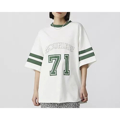 【ナウンレス/NOUNLESS】のNOUNLESS UNIFORM BIG TEE インテリア・キッズ・メンズ・レディースファッション・服の通販 founy(ファニー) 　ファッション　Fashion　レディースファッション　WOMEN　カットソー　Cut And Sew　グラフィック　Graphic　ジャージ　Jersey　バランス　Balance　プリント　Print　MILK|ID: prp329100004553180 ipo3291000000032182363