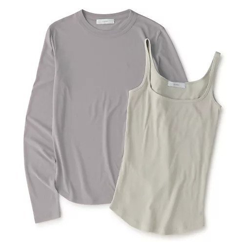 【スアデオ/suadeo】のシアートップスインナータンクセット インテリア・キッズ・メンズ・レディースファッション・服の通販 founy(ファニー) 　ファッション　Fashion　レディースファッション　Fashion for Women　トップス・カットソー　Cut & Sew Tops　シアー　Sheer, See-Through　タンク　Tank Top, Sleeveless Top　ベーシック　Basic, Essential　洗える　Machine Washable　チャコールグレーXグレージュ|ID: prp329100004553196 ipo3291000000034952225