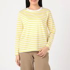 【スアデオ/suadeo】の【Munich】コラボキレイ目ボーダーロングTシャツ 人気、トレンドファッション・服の通販 founy(ファニー) ファッション Fashion レディースファッション WOMEN トップス・カットソー Tops/Tshirt シャツ/ブラウス Shirts/Blouses ロング / Tシャツ T-Shirts シルク Silk シンプル Simple ボーダー Border ロング Long 定番 Standard 日本製 Made In Japan 洗える Washable thumbnail ホワイト&#215;イエロー|ID: prp329100004553241 ipo3291000000032182671