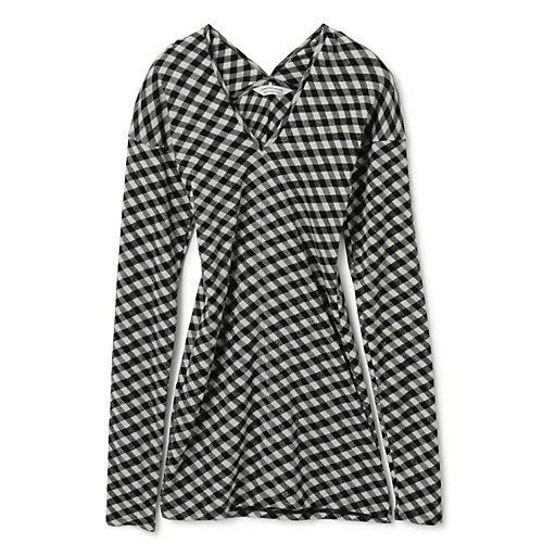【ビューティフル ピープル/beautiful people】のmilanese jersey V neck top インテリア・キッズ・メンズ・レディースファッション・服の通販 founy(ファニー) 　ファッション　Fashion　レディースファッション　WOMEN　ワンピース　Dress　2022年　2022　2022-2023秋冬・A/W　Aw/Autumn/Winter//Fw/Fall-Winter/2022-2023　ジャージー　Jersey　チェック　Check　フィット　Fit　ecruxblack|ID: prp329100004553266 ipo3291000000032182783