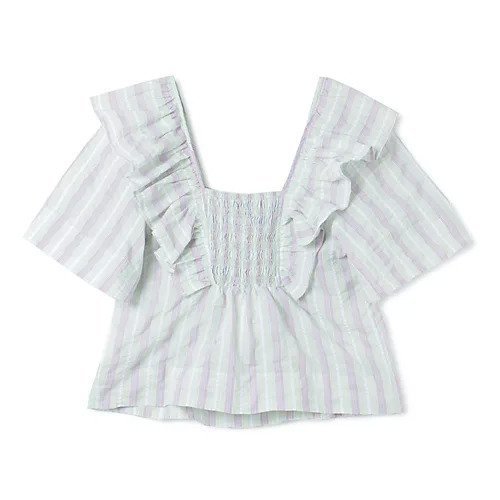 【ガニー/GANNI】のStripe Seersucker Ruffle Blouse 人気、トレンドファッション・服の通販 founy(ファニー) 　ファッション　Fashion　レディースファッション　WOMEN　2023年　2023　2023-2024秋冬・A/W　Aw/Autumn/Winter//Fw/Fall-Winter/2023-2024　ストライプ　Stripe　デコルテ　Decolletage　バランス　Balance　パステル　Pastel　ラッフル　Raffle　今季　This Season　洗える　Washable　other-2|ID: prp329100004553303 ipo3291000000032182957