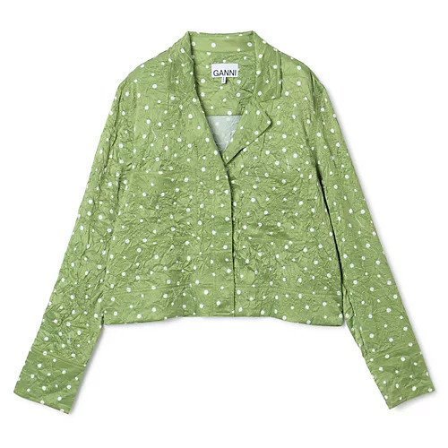 【ガニー/GANNI】のCrinkled Satin Cropped Blazer Shirt インテリア・キッズ・メンズ・レディースファッション・服の通販 founy(ファニー) https://founy.com/ ファッション Fashion レディースファッション WOMEN トップス・カットソー Tops/Tshirt シャツ/ブラウス Shirts/Blouses 2023年 2023 2023春夏・S/S Ss,Spring/Summer,2023 サテン Satin ショート Short ジャケット Jacket セットアップ Set Up ドット Dot ミドル Middle ランダム Random 洗える Washable |ID: prp329100004553318 ipo3291000000032350314