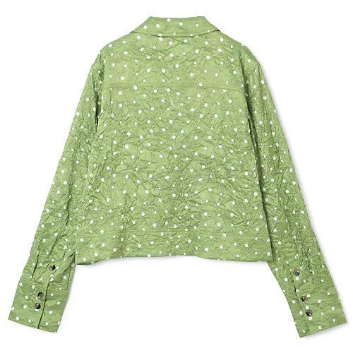 【ガニー/GANNI】のCrinkled Satin Cropped Blazer Shirt 人気、トレンドファッション・服の通販 founy(ファニー) 　ファッション　Fashion　レディースファッション　WOMEN　トップス・カットソー　Tops/Tshirt　シャツ/ブラウス　Shirts/Blouses　2023年　2023　2023春夏・S/S　Ss,Spring/Summer,2023　サテン　Satin　ショート　Short　ジャケット　Jacket　セットアップ　Set Up　ドット　Dot　ミドル　Middle　ランダム　Random　洗える　Washable　other-2|ID: prp329100004553318 ipo3291000000032350316