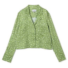 【ガニー/GANNI】のCrinkled Satin Cropped Blazer Shirt 人気、トレンドファッション・服の通販 founy(ファニー) ファッション Fashion レディースファッション Fashion for Women トップス・カットソー Cut & Sew Tops シャツ・ブラウス・オフィスカジュアル Elegant Blouses & Button-Ups 2023年 2023 2023春夏・S/S Spring/Summer 2023 SS23 サテン Satin, Glossy Fabric ショート Short, Short Length ジャケット Jacket, Outerwear セットアップ Set-Up, Coordinated Outfit ドット Polka Dot, Dot Pattern ミドル Middle Length, Mid Height ランダム Random, Irregular 洗える Machine Washable |ID:prp329100004553318