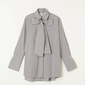 【エヴァマン/EVA MANN】の【HPS別注】ボウタイ付きギンガムチェックブラウス 人気、トレンドファッション・服の通販 founy(ファニー) ファッション Fashion レディースファッション WOMEN トップス・カットソー Tops/Tshirt シャツ/ブラウス Shirts/Blouses カフス Cuffs シンプル Simple 別注 Special Order |ID:prp329100004553322