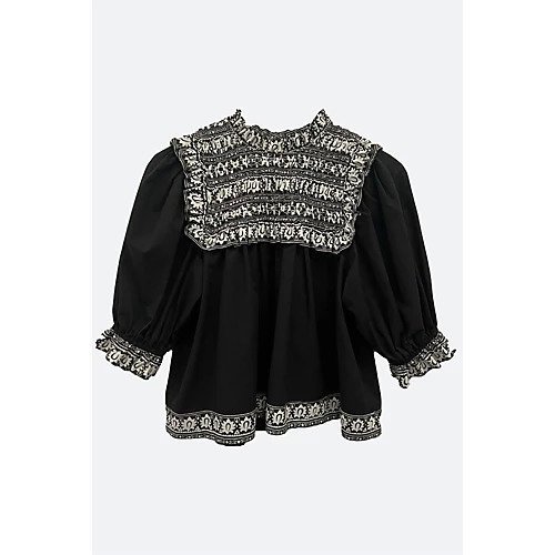 【シー ニューヨーク/Sea NEW YORK】のAMINA EMBROIDERY PUFF SLV TOP インテリア・キッズ・メンズ・レディースファッション・服の通販 founy(ファニー) 　ファッション　Fashion　レディースファッション　WOMEN　ワンピース　Dress　シャーリング　Shirring　スリーブ　Sleeve　モノトーン　Monotone　リラックス　Relax　Black|ID: prp329100004553341 ipo3291000000032183120