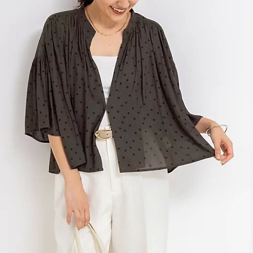 【ノーリーズ/NOLLEY'S】のドットギャザーショート丈ブラウス インテリア・キッズ・メンズ・レディースファッション・服の通販 founy(ファニー) 　ファッション　Fashion　レディースファッション　WOMEN　トップス・カットソー　Tops/Tshirt　シャツ/ブラウス　Shirts/Blouses　2025年　2025　2025春夏・S/S　Ss,Spring/Summer,2025　ショート　Short　ドット　Dot　フロント　Front　ブラウン系その他|ID: prp329100004553342 ipo3291000000032183126