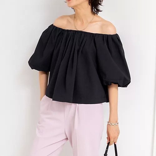 【ノーリーズソフィー/NOLLEY'S sophi】の【MARILYN MOON/マリリーンムーン】balloon 2way off-shoulder blouse インテリア・キッズ・メンズ・レディースファッション・服の通販 founy(ファニー) 　ファッション　Fashion　レディースファッション　Fashion for Women　2025年　2025　2025春夏・S/S　Spring/Summer 2025 SS25　サテン　Satin, Glossy Fabric　スクエア　Square, Square Shape　スリット　Slit, Slit Detail　デニム　Denim, Jeans Material　バルーン　Balloon, Balloon Silhouette　ワイド　Wide, Wide Fit　ブラック|ID: prp329100004553343 ipo3291000000032183130