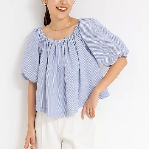 【ノーリーズソフィー/NOLLEY'S sophi】の【MARILYN MOON/マリリーンムーン】balloon 2way off-shoulder blouse インテリア・キッズ・メンズ・レディースファッション・服の通販 founy(ファニー) 　ファッション　Fashion　レディースファッション　Fashion for Women　2025年　2025　2025春夏・S/S　Spring/Summer 2025 SS25　サテン　Satin, Glossy Fabric　スクエア　Square, Square Shape　スリット　Slit, Slit Detail　デニム　Denim, Jeans Material　バルーン　Balloon, Balloon Silhouette　ワイド　Wide, Wide Fit　ブルー系3|ID: prp329100004553343 ipo3291000000032183132