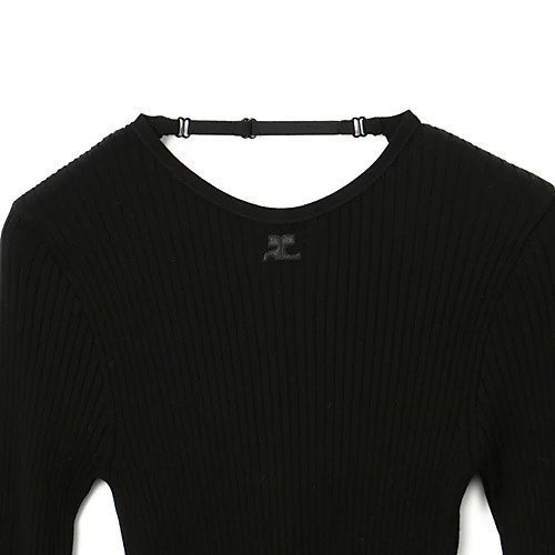 【クレージュ/COURREGES】のELASTIC WRISTS RIB KNIT SWEATER 人気、トレンドファッション・服の通販 founy(ファニー) 　ファッション　Fashion　レディースファッション　Fashion for Women　トップス・カットソー　Cut & Sew Tops　ニット　Knit Tops & Sweaters　レディースパーカー・カジュアルフーディー　Casual Hoodies & Sweatshirts　スウェット・クルーネックトップス　Sweatshirts & Crewnecks / Relaxed Fit Sweat Tops　2023年　2023　2023-2024秋冬・A/W　Autumn/Winter 2023–24 AW23–24　アクセサリー　Fashion Accessories　コンパクト　Compact, Small Size　シンプル　Simple, Minimal　フィット　Fit, Slim Fit　リブニット　Rib Knit, Ribbed Knit　洗える　Machine Washable　other-3|ID: prp329100004553348 ipo3291000000033512164