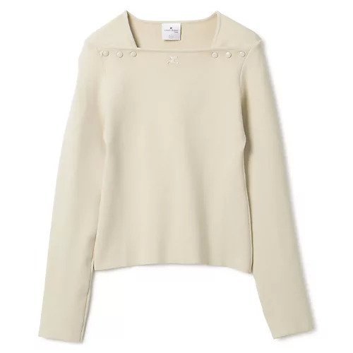 【クレージュ/COURREGES】のNECKLINE MILANO KNIT SWEATER インテリア・キッズ・メンズ・レディースファッション・服の通販 founy(ファニー) 　ファッション　Fashion　レディースファッション　Fashion for Women　トップス・カットソー　Cut & Sew Tops　ニット　Knit Tops & Sweaters　レディースパーカー・カジュアルフーディー　Casual Hoodies & Sweatshirts　スウェット・クルーネックトップス　Sweatshirts & Crewnecks / Relaxed Fit Sweat Tops　2023年　2023　2023-2024秋冬・A/W　Autumn/Winter 2023–24 AW23–24　クラシカル　Classical, Vintage-Inspired　スクエア　Square, Square Shape　ミラノ　Milano Style, Italian-Inspired　洗える　Machine Washable　OATS|ID: prp329100004553365 ipo3291000000033327878