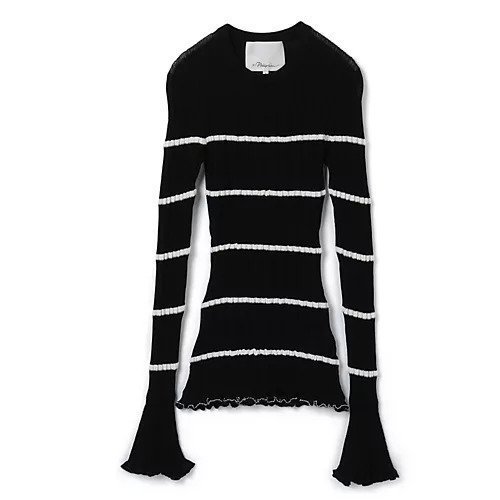 【スリーワン フィリップリム/3.1 Phillip Lim】のLS SHEER STRIPED CREWNECK PO インテリア・キッズ・メンズ・レディースファッション・服の通販 founy(ファニー) 　ファッション　Fashion　レディースファッション　WOMEN　2022年　2022　2022-2023秋冬・A/W　Aw/Autumn/Winter//Fw/Fall-Winter/2022-2023　シアー　Sheer　フリル　Frills　BLACK-CREAM|ID: prp329100004553376 ipo3291000000032183281