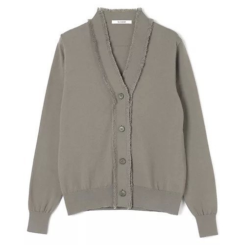 【スローン/SLOANE】の14G天竺 ウールxコットン フリンジVネックカーディガン インテリア・キッズ・メンズ・レディースファッション・服の通販 founy(ファニー) 　ファッション　Fashion　レディースファッション　WOMEN　トップス・カットソー　Tops/Tshirt　カーディガン　Cardigans　Vネック　V-Neck　カーディガン　Cardigan　フリンジ　Fringe　ベビー　Baby　エレガント 上品　Elegant　別注　Special Order　春　Spring　カーキ|ID: prp329100004553393 ipo3291000000032183357