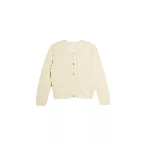 【デミーリー/DEMYLEE】のELVA CARDIGAN インテリア・キッズ・メンズ・レディースファッション・服の通販 founy(ファニー) 　ファッション　Fashion　レディースファッション　Ladies' Fashion Online　トップス・カットソー　Tops/Tshirt　カーディガン　Cardigans　カーディガン　Cardigan　ショルダー　Shoulder　スカラップ　Scalloped　ストレート　Straight　スリーブ　Sleeve　ドロップ　Drop　フロント　Front　モチーフ　Motif　洗える　Washable　IVORY|ID: prp329100004553395 ipo3291000000032631760