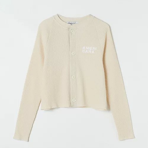 【アメリカーナ/Americana】のワッフルクロップドボタンC/GN インテリア・キッズ・メンズ・レディースファッション・服の通販 founy(ファニー) https://founy.com/ ファッション Fashion レディースファッション Ladies' Fashion Online カーディガン Cardigan コンパクト Compact ショート Short ワンポイント One Point 洗える Washable |ID: prp329100004553396 ipo3291000000032631764