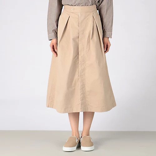 【ジムフレックス/GYMPHLEX】のオーガニックコットンツイルスカート インテリア・キッズ・メンズ・レディースファッション・服の通販 founy(ファニー) 　ファッション　Fashion　レディースファッション　Ladies' Fashion Online　スカート　Skirt　プリーツ　Pleats　ボックス　Box　ミリタリー　Military　ロング　Long　ベージュ|ID: prp329100004553502 ipo3291000000032632137