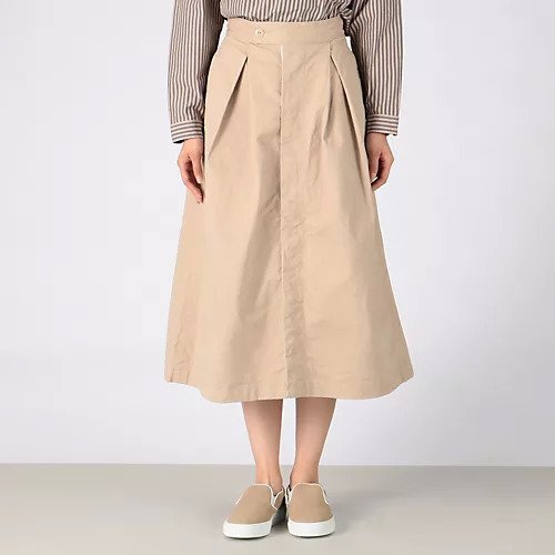 【ジムフレックス/GYMPHLEX】のオーガニックコットンツイルスカート インテリア・キッズ・メンズ・レディースファッション・服の通販 founy(ファニー) 　ファッション　Fashion　レディースファッション　Fashion for Women　スカート　Skirts　プリーツ　Pleats, Pleated　ボックス　Boxy, Box Shape　ミリタリー　Military, Army Style　ロング　Long, Long-Length　ベージュ|ID: prp329100004553502 ipo3291000000034157339