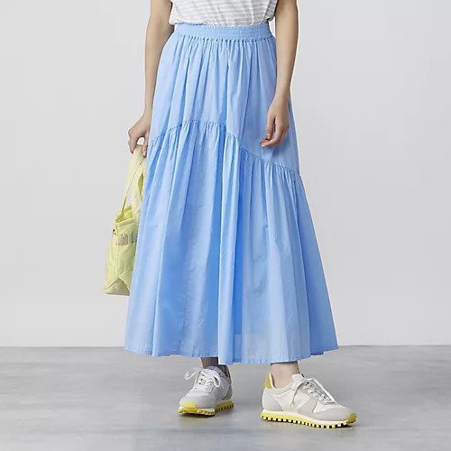 【スリー ドッツ/three dots】のtiered skirt インテリア・キッズ・メンズ・レディースファッション・服の通販 founy(ファニー) 　ファッション　Fashion　レディースファッション　Fashion for Women　スカート　Skirts　ティアードスカート　Tiered Skirts　ギャザー　Gathered, Ruffled　フレア　Flare, Flared　ロング　Long, Long-Length　lt blue|ID: prp329100004553508 ipo3291000000032632362